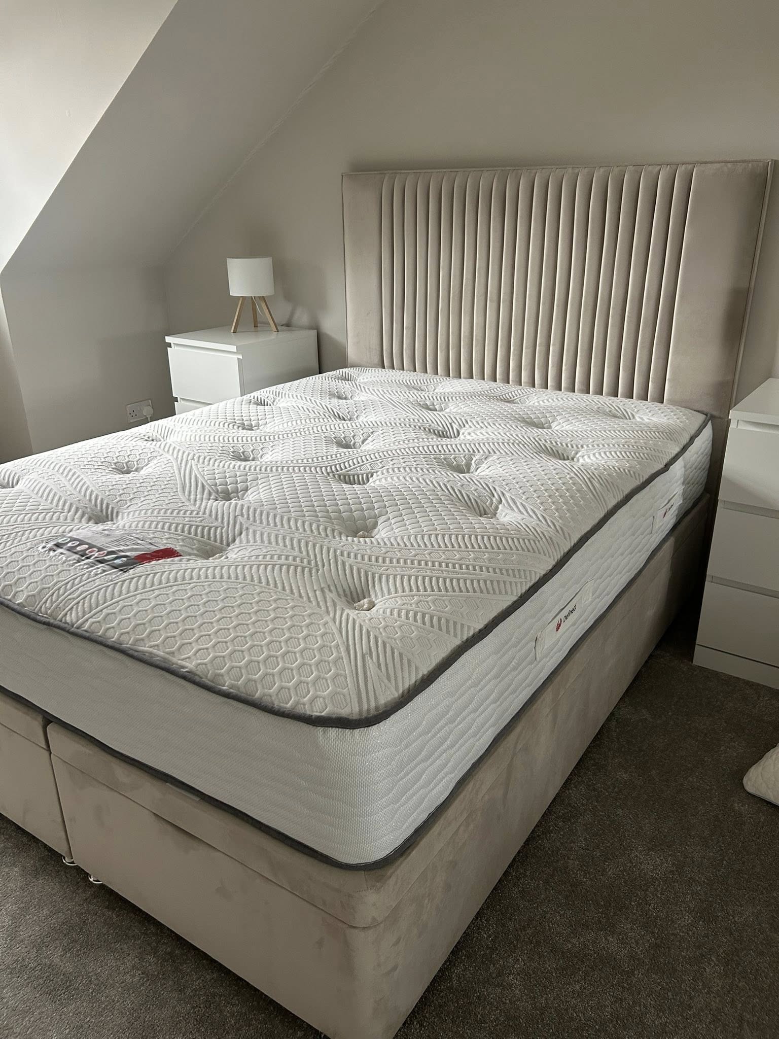Premium Bed mattress on grey sued double bed